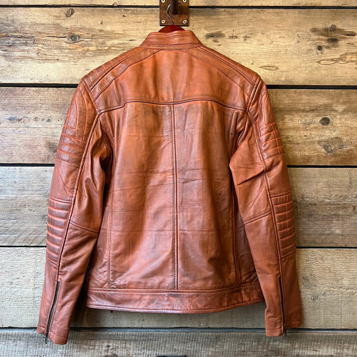 Rustic Tan Biker Jacket - Brown