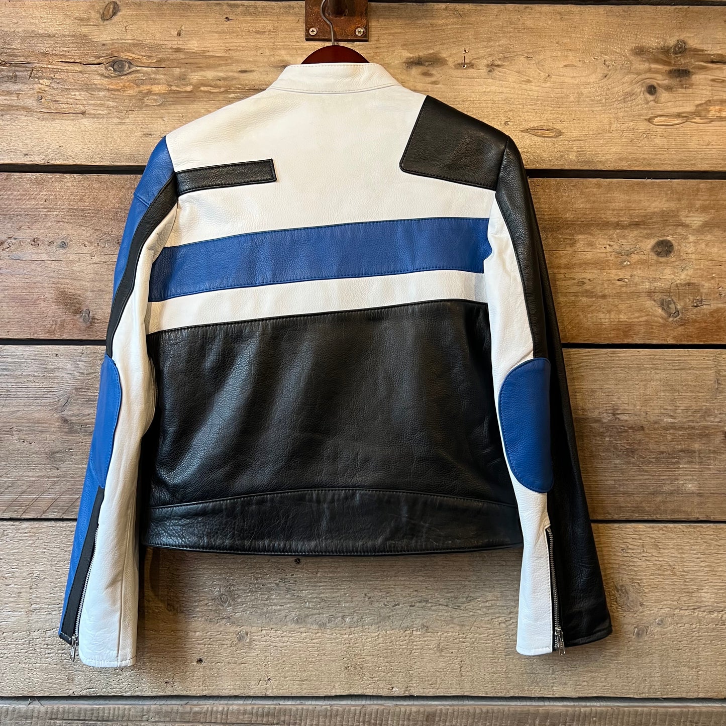 D&G Style Biker Jacket - Black / White / Blue